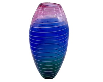 Midcentury Tall Variegated Art Glass Vase
