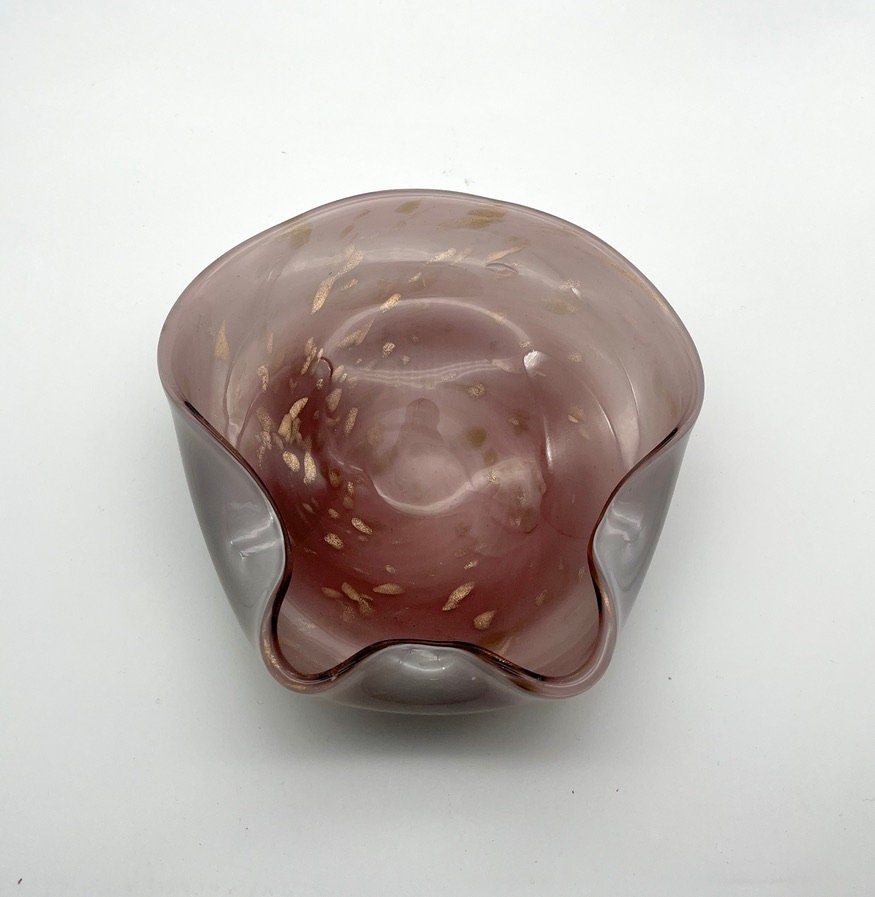 Italian Murano Purple Glass Aventurine Bowl
