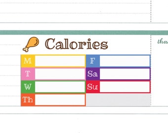daily calorie count tracker stickers printable food diet etsy