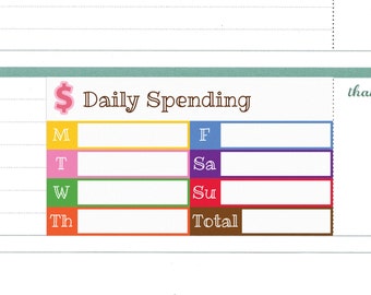 printed daily spending stickers expense log budget plan etsy