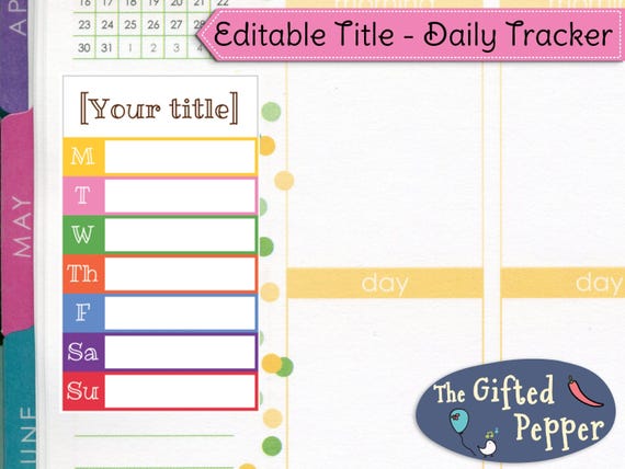 track anything editable daily tracker printable weekly etsy