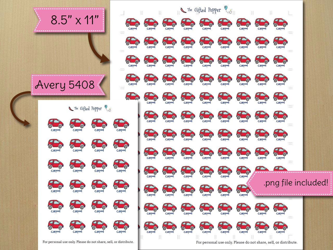 Carpool Stickers printable. for Erin Condren Planner. Etsy