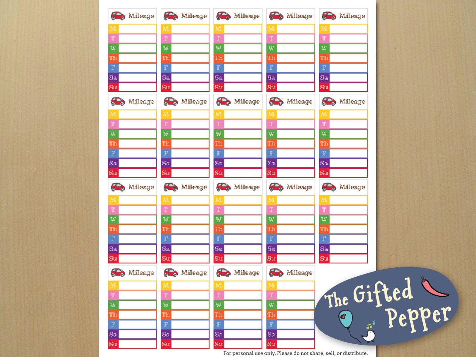 Car Mileage Tracking Stickers printable. Odometer Reading Etsy