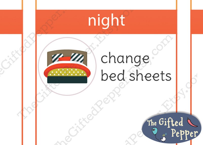 Bed stickers Printable Change sheets make bed. For Erin | Etsy