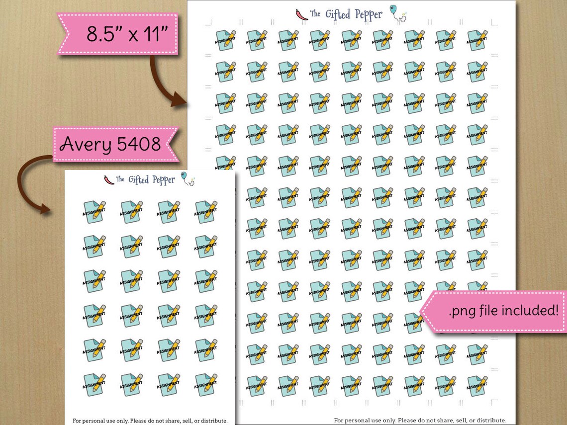 Assignment stickers Printable. Homework Assignment stickers. | Etsy