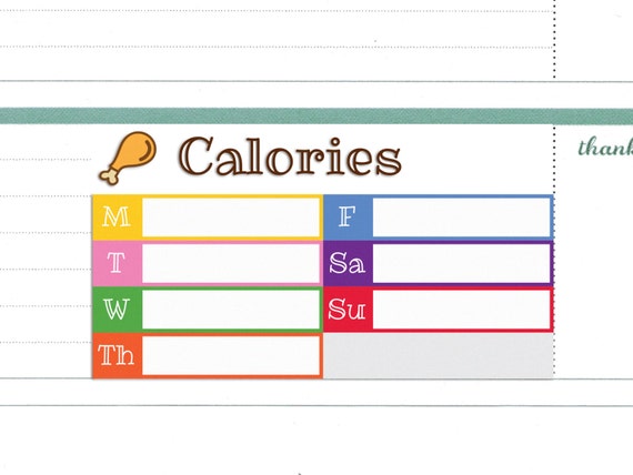 daily calorie tracker stickers for erin condren horizontal etsy daily meal tracker