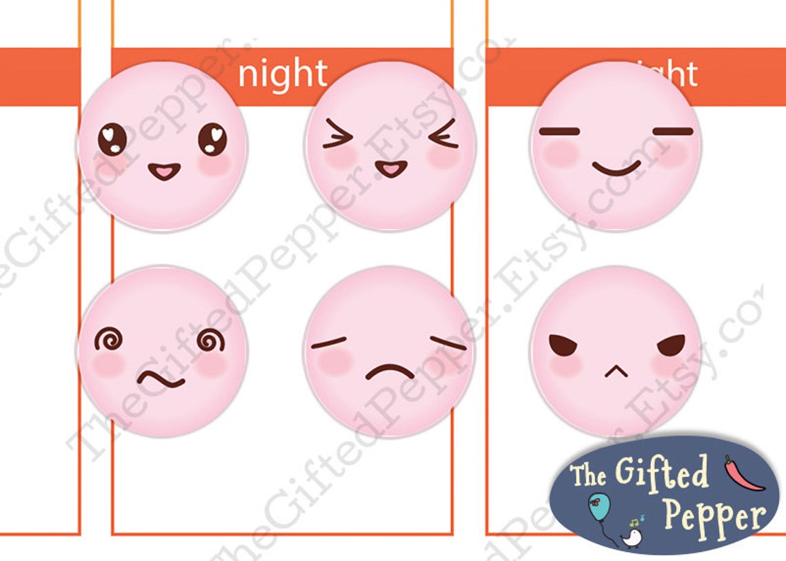 Mood Icon Sticker Set printable. Tracking Daily Mood | Etsy