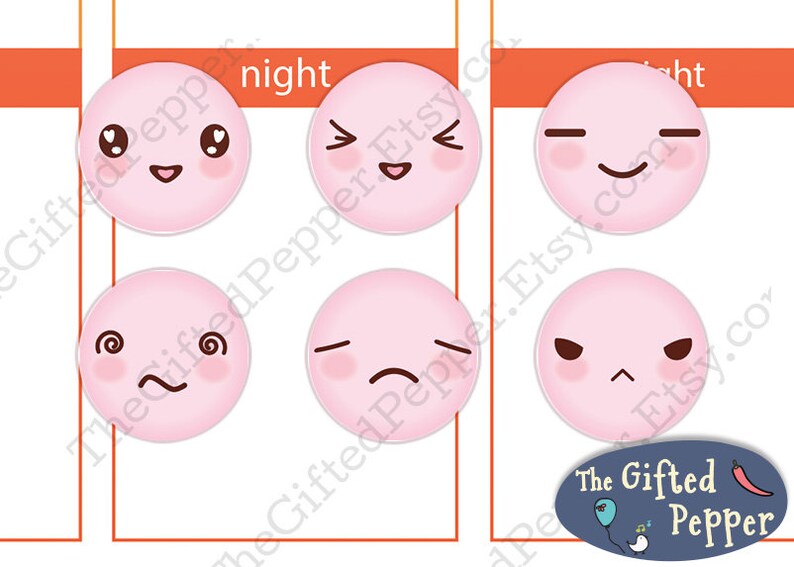 Mood Icon Sticker Set printable. Tracking Daily Mood - Etsy