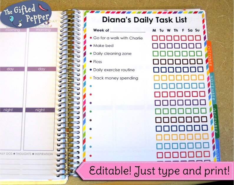 Weekly checklist page or dashboard [Printable]. Habit tracker. For Erin Condren Planner. Stickers or planner page. 