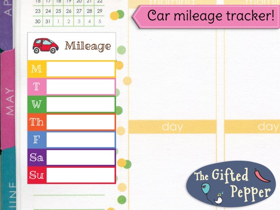 car mileage tracking stickers printable odometer reading etsy