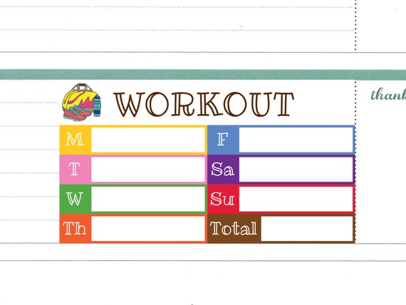 weekly workout plan stickers for erin condren horizontal etsy weekly workout log