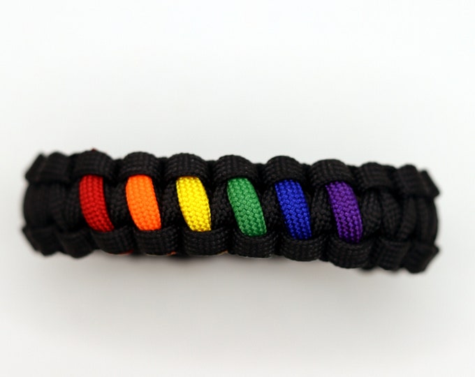 LGBTQ+ Rights Laced Paracord Bracelet, LGBT, LGBTQ, Pride, Rainbow Flag Bracelet, Queer, Gay, Lesbian, Transgender, Bisexual, Pansexual