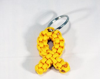 Yellow Awareness Ribbon Keychain, Deployed Military Personnel, Spina Bifida