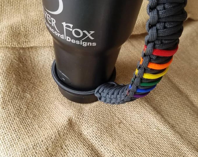 Handcrafted Paracord Tumbler Handle, LGBT Pride, LGBTQ, Rainbow, Yeti, Ozark Trail, Rtic, Mossy Oak