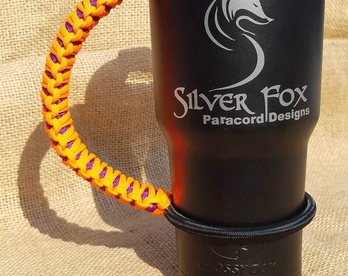 Handcrafted Paracord Tumbler Handle, Orange and Purple, Clemson University, Mug Handle, Yeti, Ozark Trail, Rtic, Mossy Oak