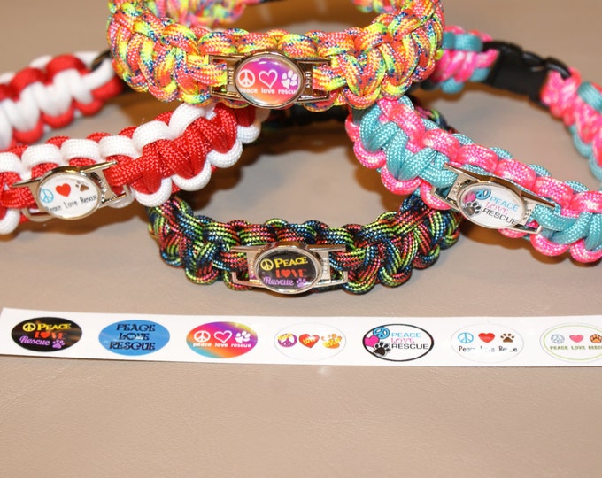 Peace Love Rescue Paracord Bracelets, Animal Rescue Paracord Bracelets, Pet Adoption, Rescue Animals