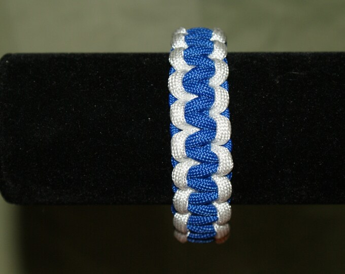 Blue and White Paracord Bracelet, Kansas City Royals, LA Dodgers, University of Kentucky, Duke Univ, Indianapolis Colts, NY Yankees, etc.