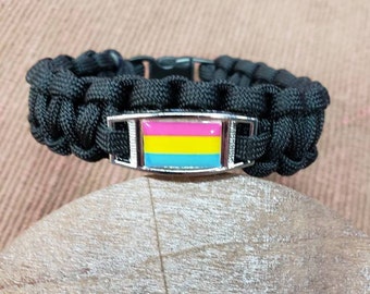 Pansexual Pride Flag Paracord Charm Bracelet, Pansexual, Pan, Pride, Flag Bracelet