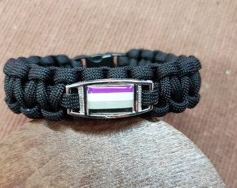 Asexual Pride Flag Paracord Charm Bracelet, Asexual, Pride, Flag Bracelet