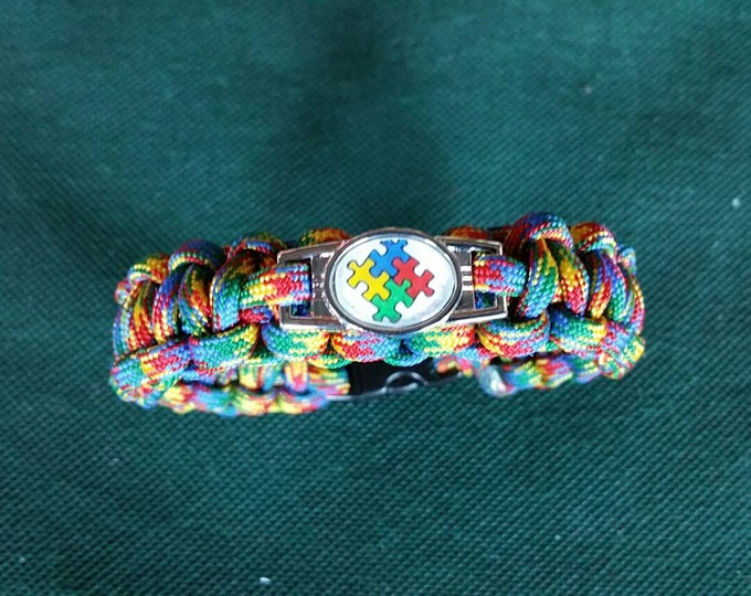 Autism Awareness Paracord Bracelet w/ Awareness Charm