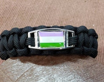 Genderqueer Pride Flag Paracord Charm Bracelet, Genderqueer, Pride, Flag Bracelet