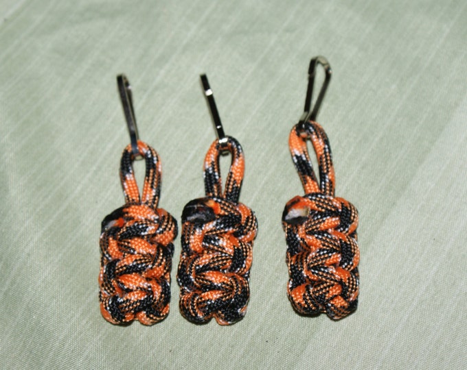 Orange, Black and White Paracord Zipper Pulls (Available in packs of 3 or 4), San Francisco Giants, Baltimore Orioles, Cincinatti Bengals