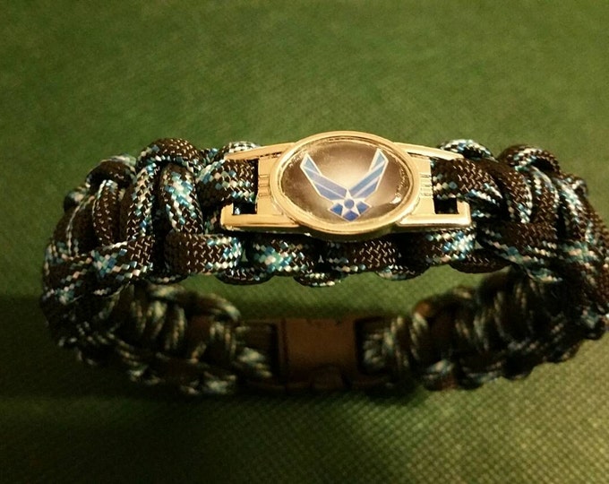 U.S. Air Force Paracord Bracelet with Air Force Charm, Lightning Paracord Bracelet