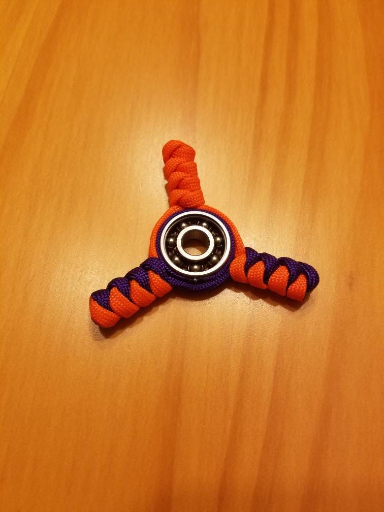 Paracord Fidget Spinner, Orange and Purple, Toy, Clemson