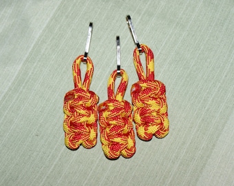 Red and Yellow Paracord Zipper Pulls (Available in packs of 3 or 4), US Marines, USMC