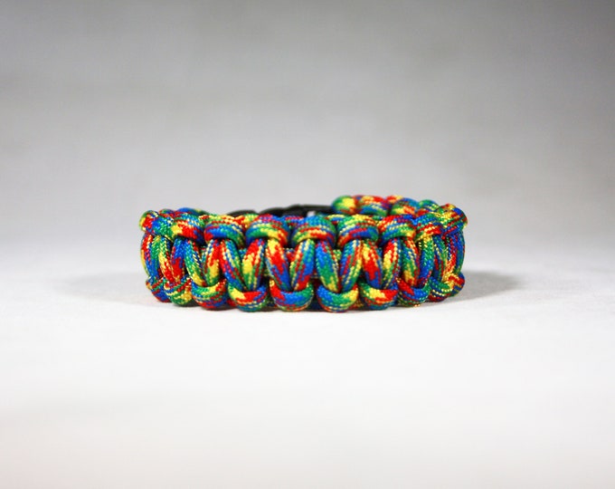 Autism Puzzle Paracord Bracelet, Yellow, Blue, Red, Green, Multicolor