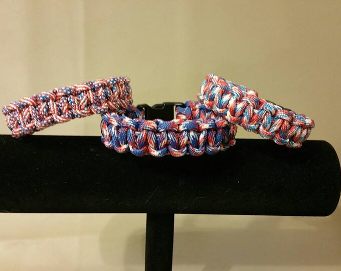 America Paracord Bracelets, American Flag, Red, White, and Blue Muticolor Paracord