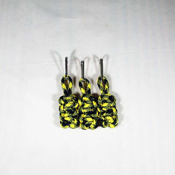 Black and Yellow Paracord Zipper Pulls (Available in packs of 3 or 4), Pittsburgh Steelers and Pirates, Boston Bruins