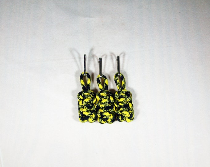 Black and Yellow Paracord Zipper Pulls (Available in packs of 3 or 4), Pittsburgh Steelers and Pirates, Boston Bruins