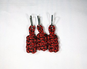 Black and Red Paracord Zipper Pulls (Available in packs of 3 or 4), University of Georgia, NC State University