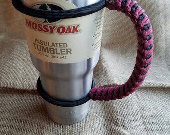 Handcrafted Paracord Tumbler Handle, Garnet and Black, University of South Carolina Gamecocks, Mug, Yeti, Ozark Trail, Rtic, Mossy Oak