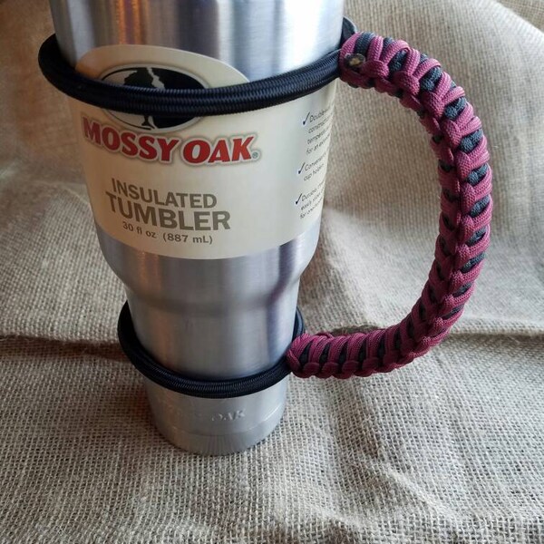 Handcrafted Paracord Tumbler Handle, Garnet and Black, University of South Carolina Gamecocks, Mug, Yeti, Ozark Trail, Rtic, Mossy Oak