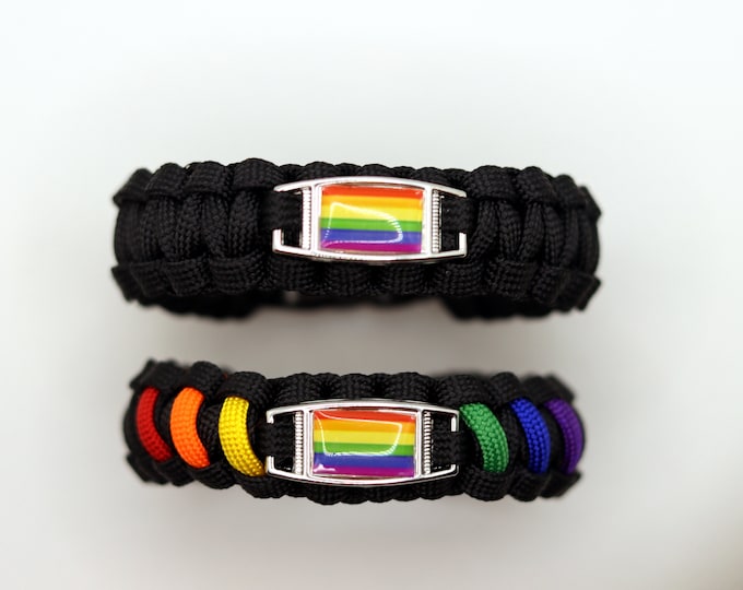 LGBTQ+ Rights Flag Paracord Charm Bracelet, LGBT, LGBTQ, Pride, Rainbow Flag Bracelet, Queer, Gay, Lesbian, Transgender, Bisexual, Pansexual