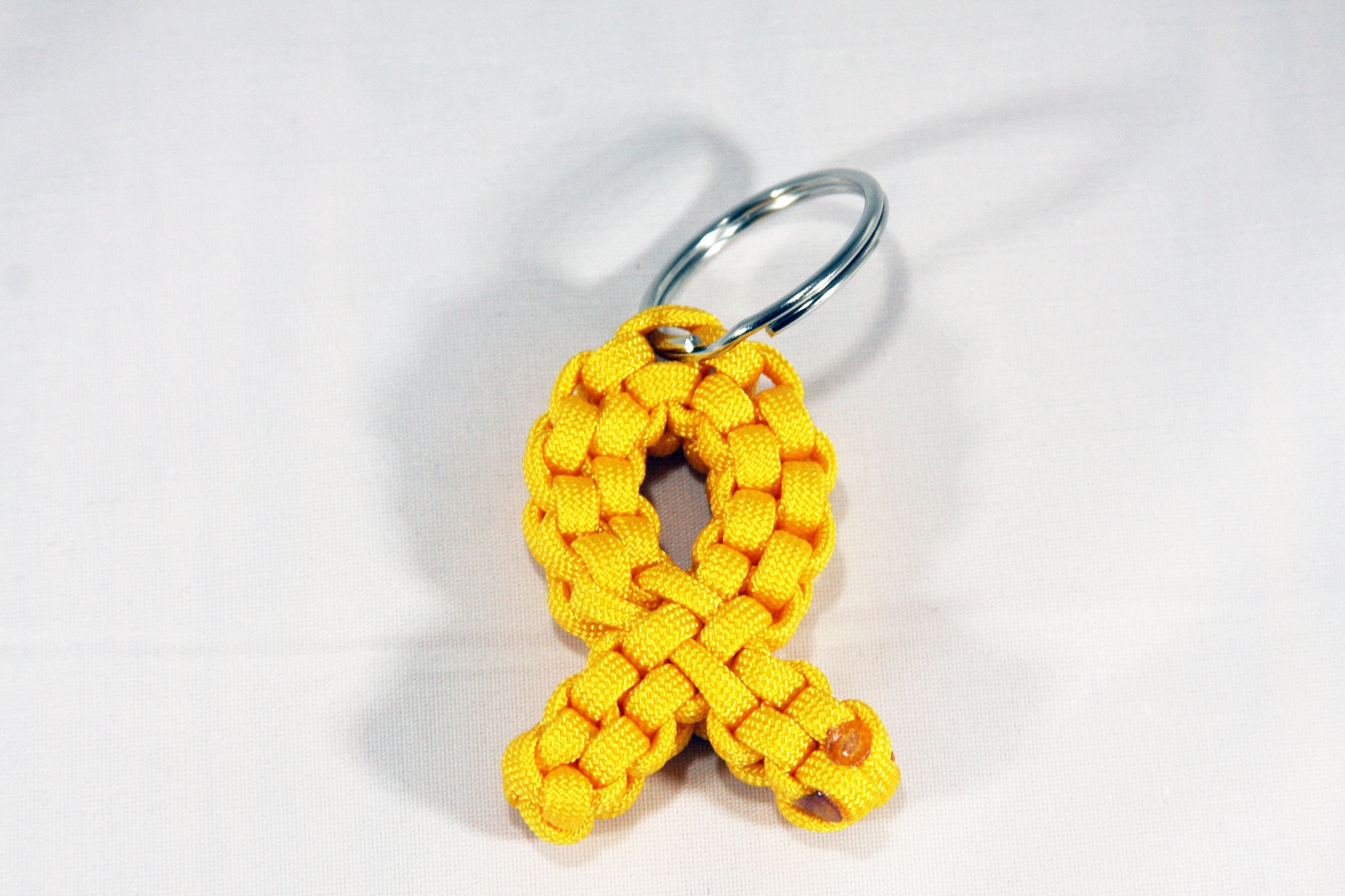 Yellow Awareness Ribbon Keychain, Deployed Military Personnel, Spina Bifida