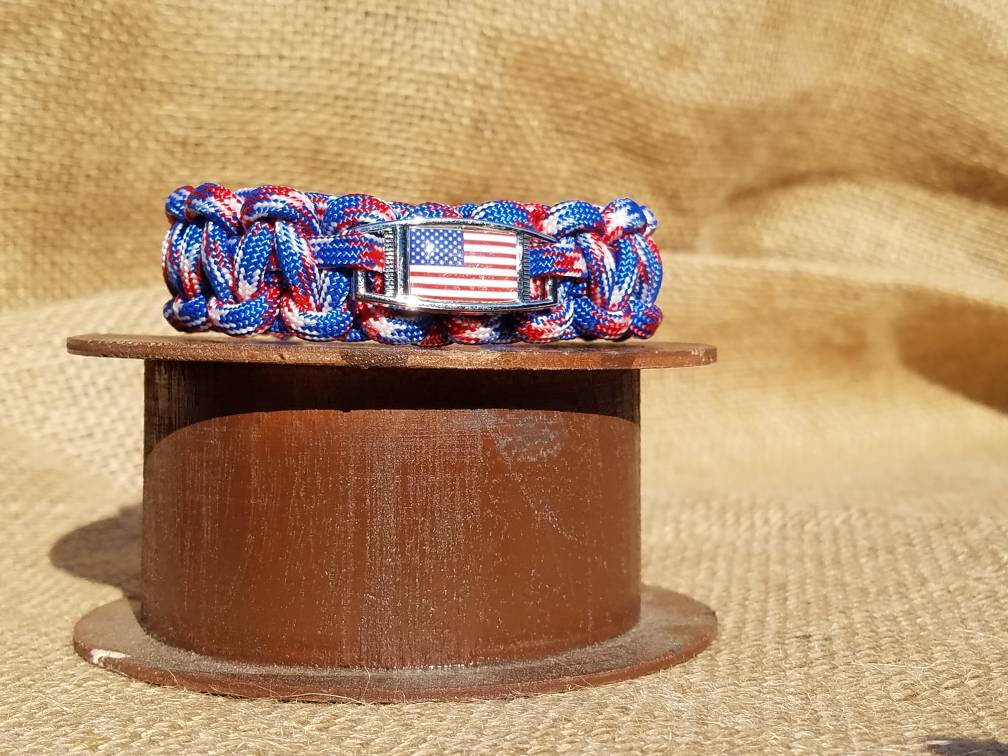 American Flag Paracord Charm Bracelet USA United States Etsy