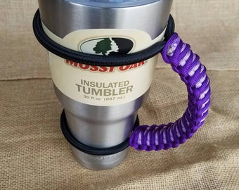 Handcrafted Paracord Tumbler Handle, Shades of Purple, Acid Purple and Lavender, Mug, Yeti, Ozark Trail, Rtic, Mossy Oak