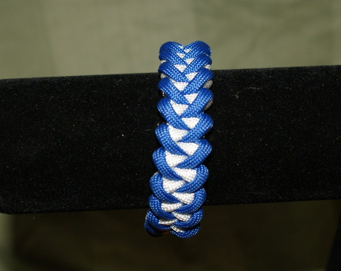 Blue and White Shark's Jaw Paracord Bracelet, KC Royals, LA Dodgers, University of Kentucky, Duke Univ, Indianapolis Colts, NY Yankees, etc.