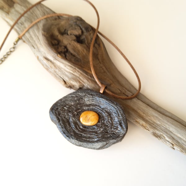 Necklace handmade, Driftwood, Necklace, Unique, Jewellery,Leather strap , Natural, Eco Friendly, Baltic sea, Treasure