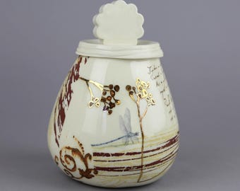 Handmade Ceramic Sugar Basin. Porcelain Dainty Sugar Bowl. Modern Jar. White & gold. Contemporary Wedding Sugar Bowl Design by CONCEPTstudio