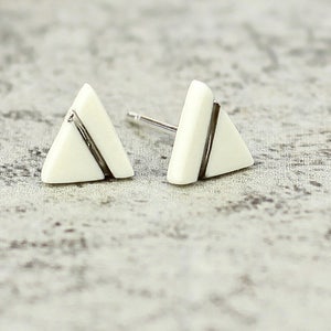 White Silver Porcelain Geometric Earrings. Minimalist Stud Earrings. Ceramic Jewelry. Wedding Delicate Stud Earrings Design by CONCEPTstudio