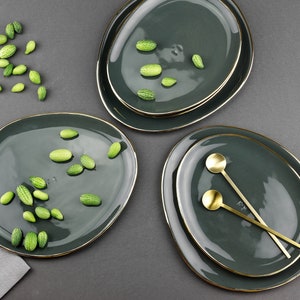 Ceramic Dinner Plate. Handmade Ceramic Plate. Porcelain Serving Plate. Pottery Plates. Porcelain Dinnerware. Silver Plate. Housewarming Gift 画像 5