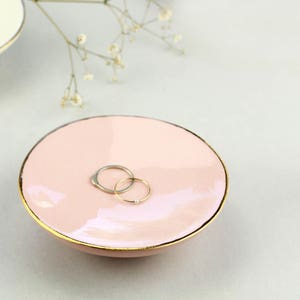 Pink Porcelain Engagement Ring Dish. Handmade Ceramic Minimalist Jewelry Dish. Wedding Elegant Pink Ring Holder Design by CONCEPTstudio.