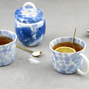 Handmade Coffee Mug. Blue Polka Dots Porcelain Cup. Tea Ceramic Dainty Mug. Coffee Lovers. Stoneware Simple Clay Mug design by CONCEPTstudio image 7