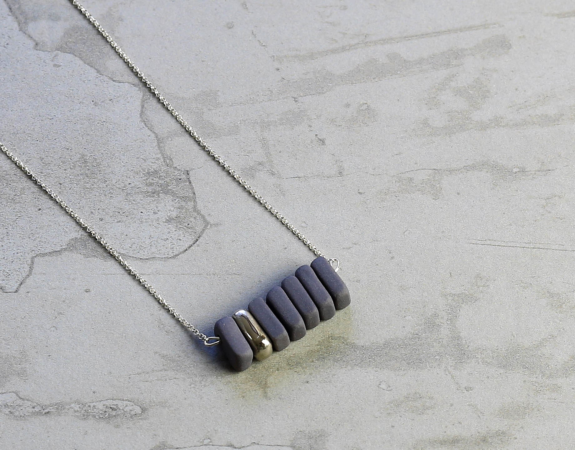 Minimalist Abstract Jewel. Ceramic Contemporary Thin Necklace ...