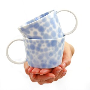 Handmade Coffee Mug. Blue Polka Dots Porcelain Cup. Tea Ceramic Dainty Mug. Coffee Lovers. Stoneware Simple Clay Mug design by CONCEPTstudio image 8