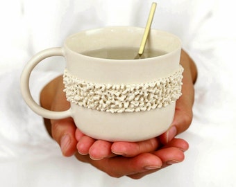 Coffee Simple Mug. Handmade Ceramic Coffee Mug. Porcelain Tea Cup. Minimalist Geometric Mug.Wedding White&Modern Mug Design by CONCEPTstudio